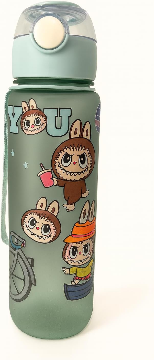 Labubu Flip-Top Kids Water Bottle, Sage Green - Image 2