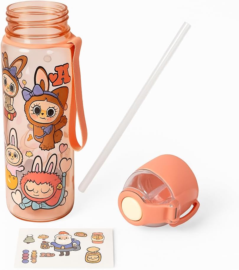 Labubu Straw Water Bottle , Baby Pink - Image 5