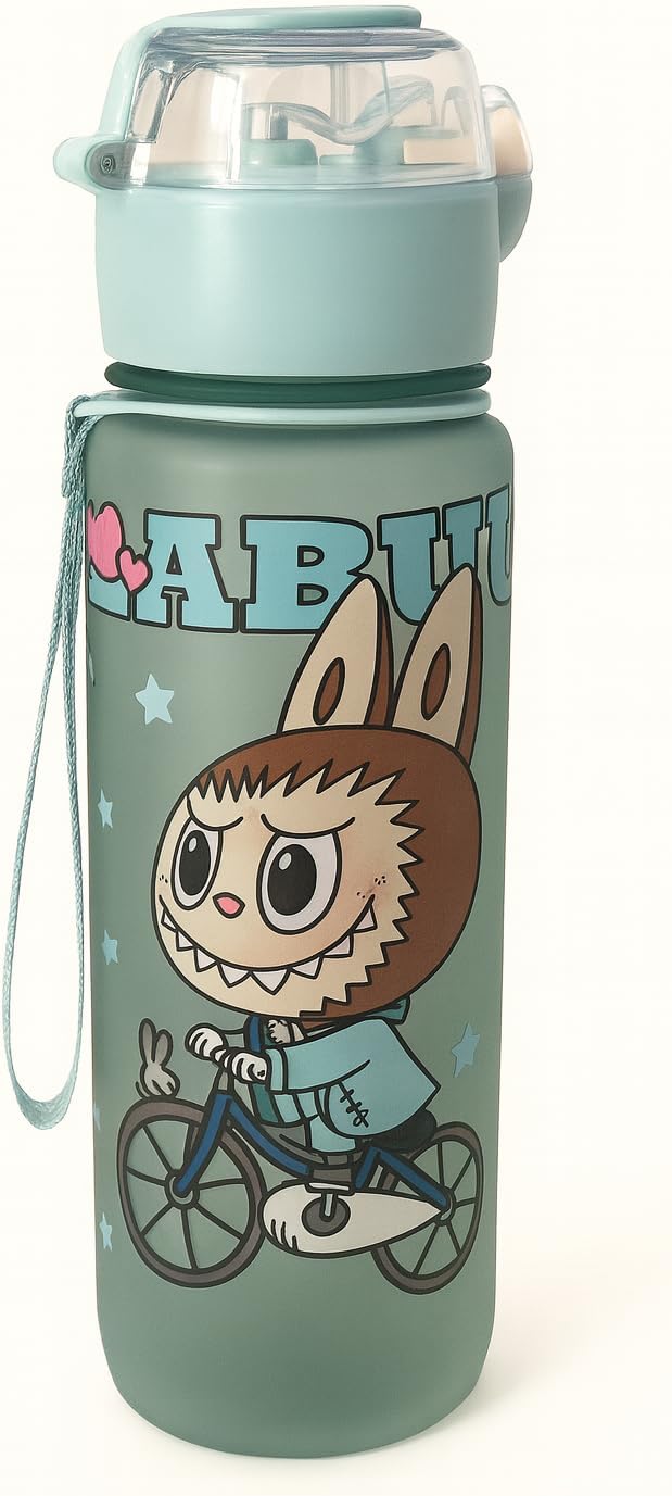 Labubu Flip-Top Kids Water Bottle, Sage Green - Image 3