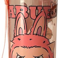 Labubu Straw Water Bottle , Baby Pink