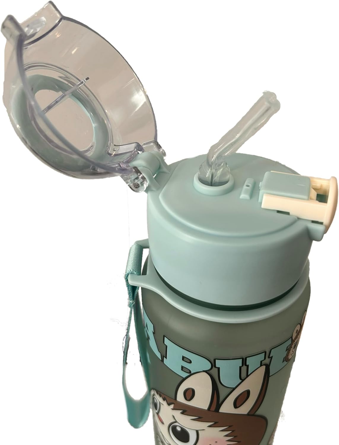 Labubu Flip-Top Kids Water Bottle, Sage Green - Image 4