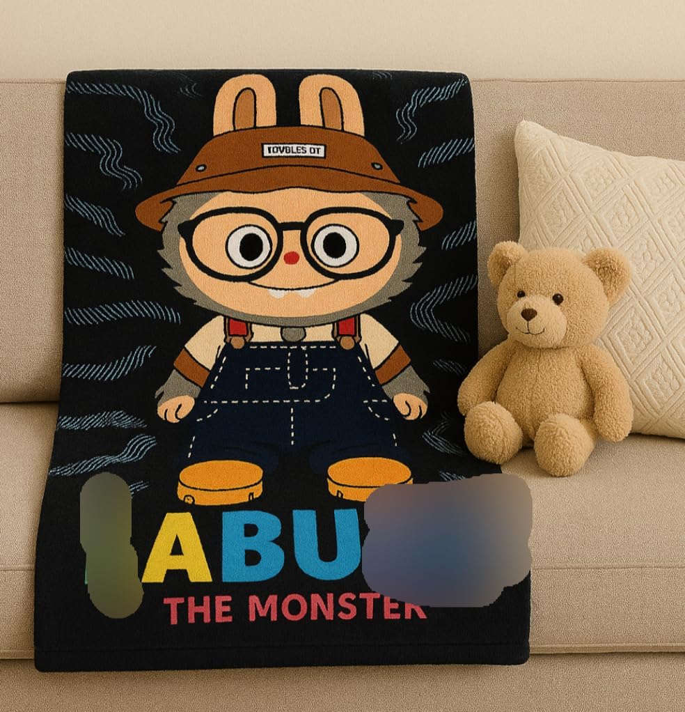 Labubu Monster Fleece Blanket Wavy Design