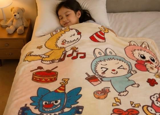 Labubu White Throw Blanket - Image 4