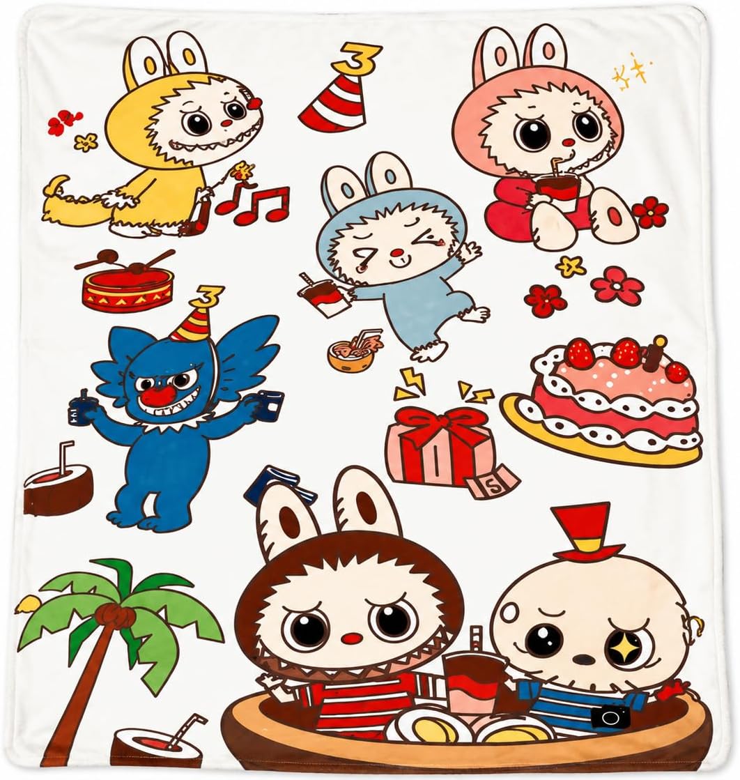 Labubu White Throw Blanket - Image 2