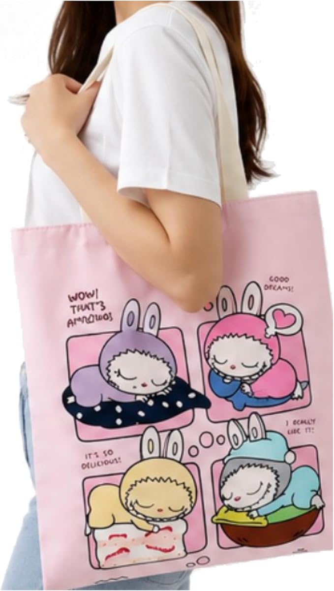 Labubu Cartoon Sleeping Tote Bag - Image 2