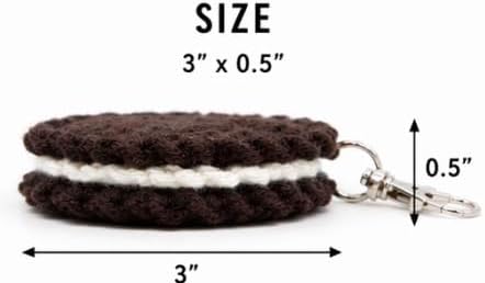 Handmade Crochet Keychain Chocolate Sandwich Cookie Design - Image 3