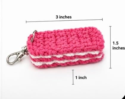 Unique Crochet Wafer Cookie Keychain (Strawberry) - Image 3