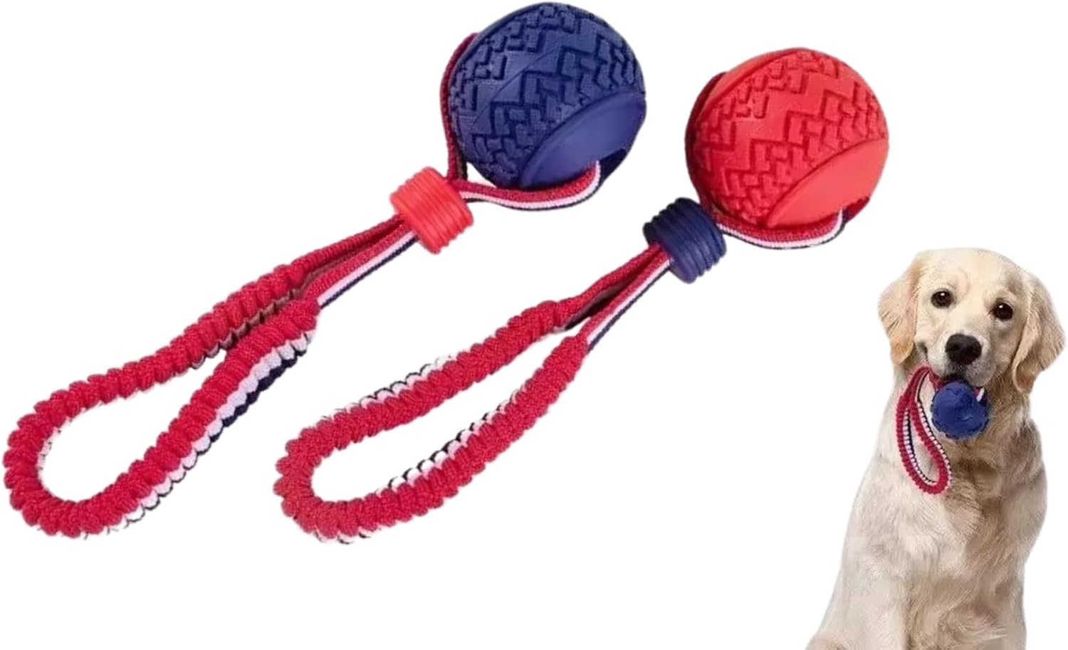 Dog Rope Tug Toys with Textured Rubber Ball - Image 3