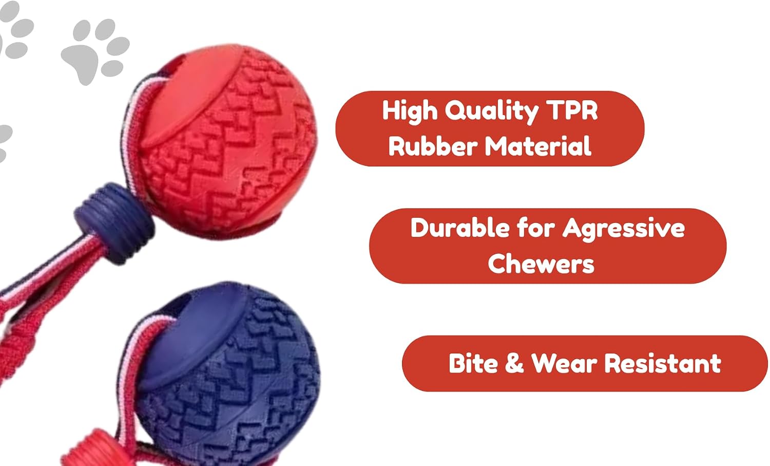 Dog Rope Tug Toys with Textured Rubber Ball - Image 4